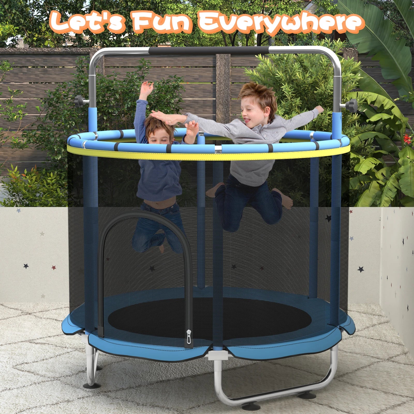 5FT Toddler Trampoline 8-in-1 Kids Mini Trampoline with Basketball Hoop Swing Hammock Indoor Outdoor Play for 1-5 Years Gift