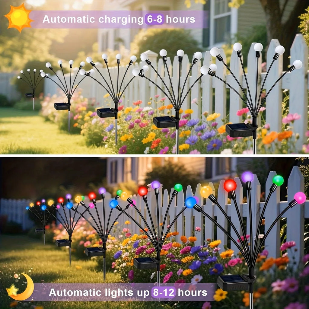 LED Solar Garden Lights Powered Firefly Lights Outdoor Waterproof Vibrant Garden Lights for Patio Pathway Decoration