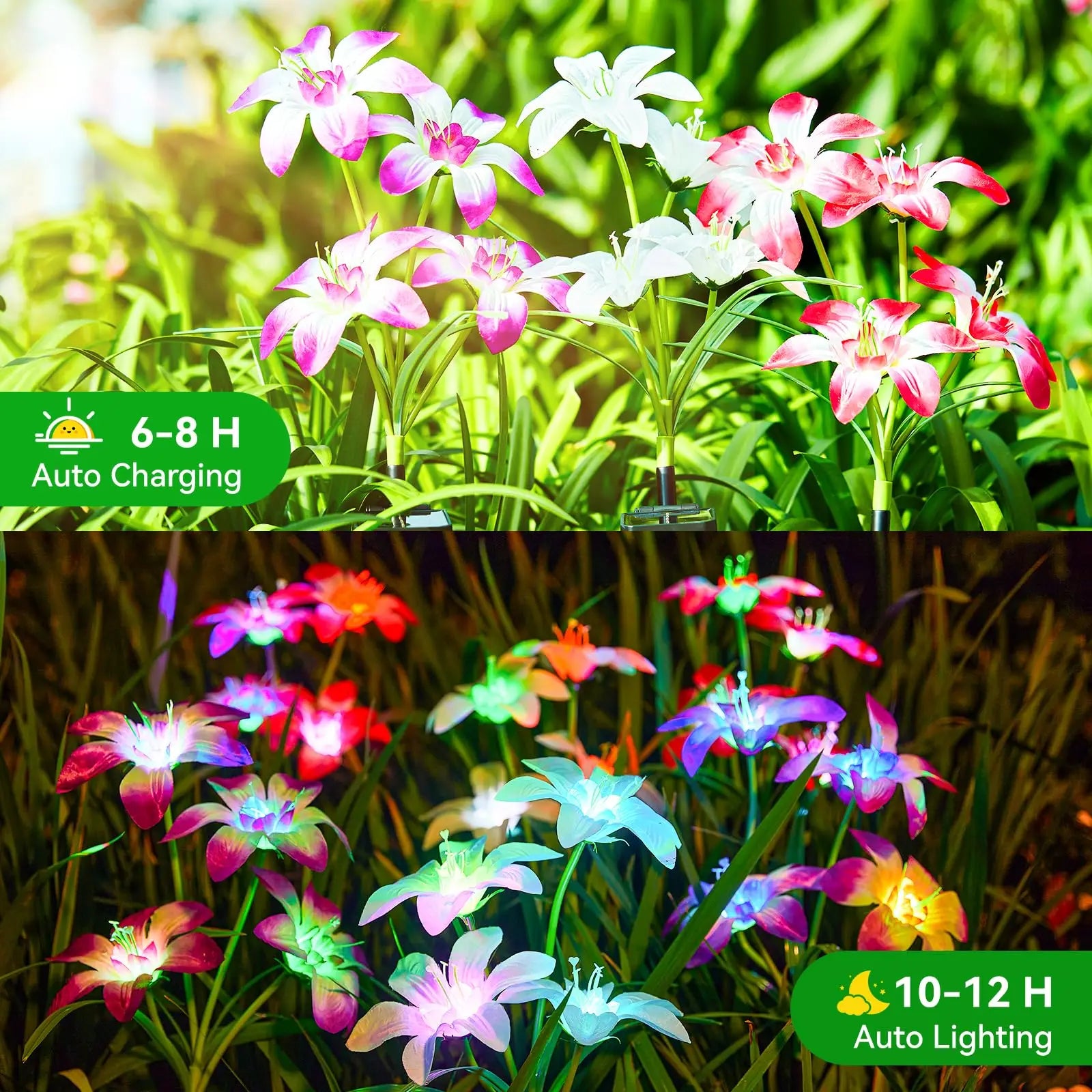 Solar Lily Flower Light, 7 Colors Changing Solar Lights, Waterproof Solar Pathway Landscape Lights, Outdoor Courtyard Garden Yard Decor