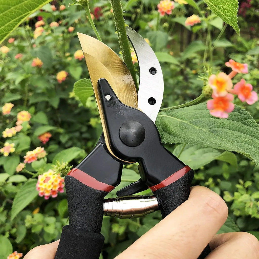GONICC Ultra Sharp Steel Pruning Shears - Cuts 3X Easier, Weak Hand Arthritis Clippers, Rust-Resistant Titanium Coated Pruner, Effortless use.