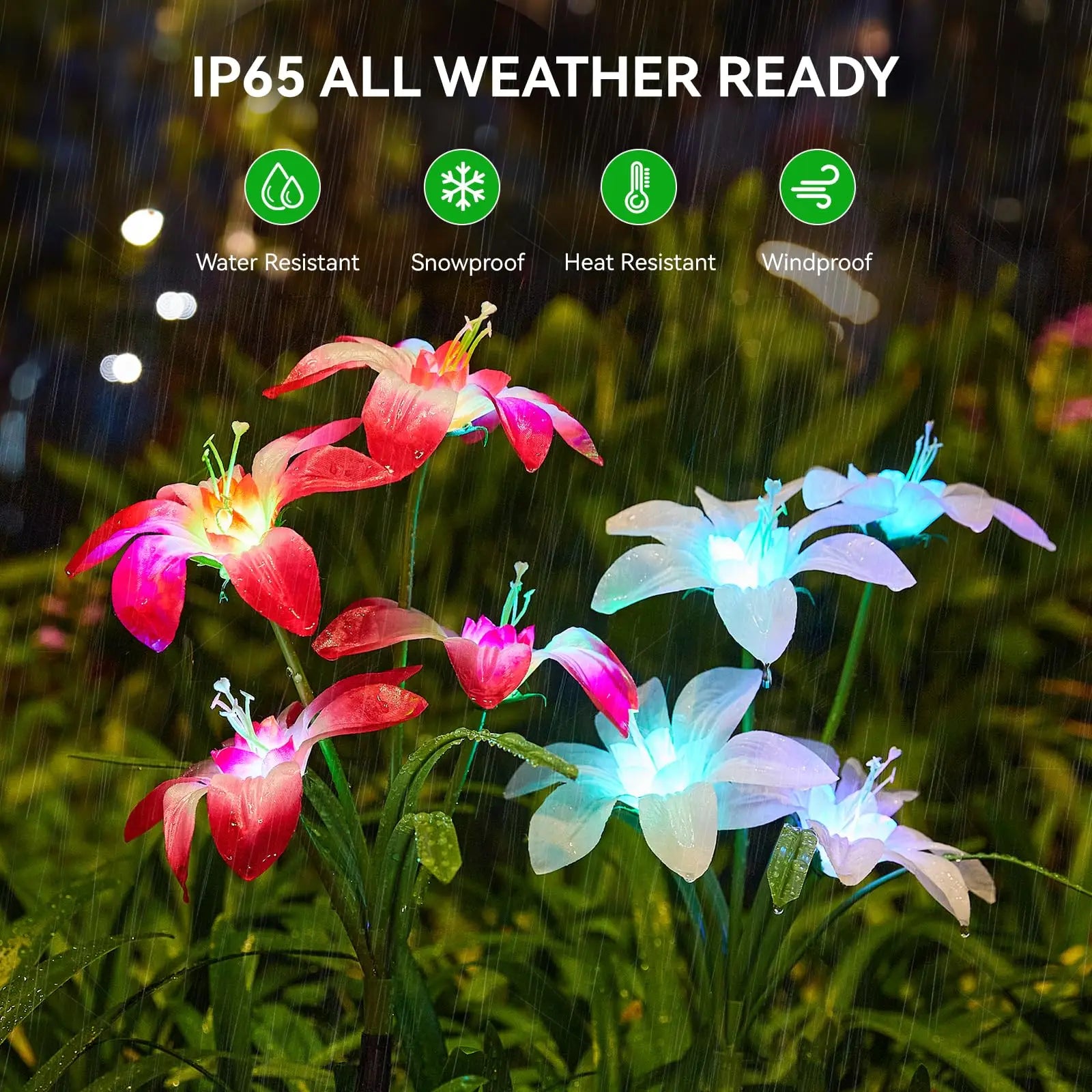 Solar Lily Flower Light, 7 Colors Changing Solar Lights, Waterproof Solar Pathway Landscape Lights, Outdoor Courtyard Garden Yard Decor
