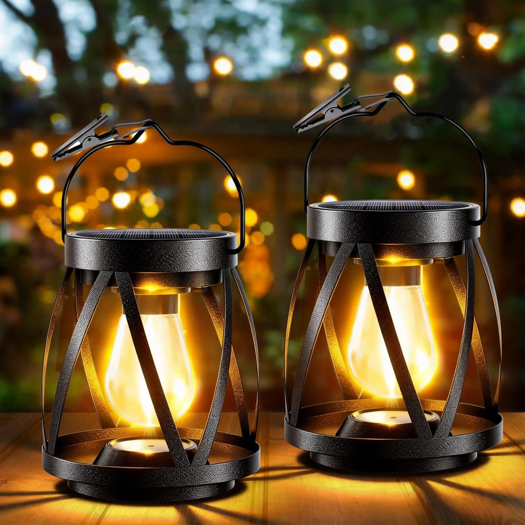 Solar Lanterns Outdoor Hanging 2 Pack, Upgraded Bright Solar Lantern Lights, Outdoor Waterproof, Solar Lanterns Shines Over 12Hrs