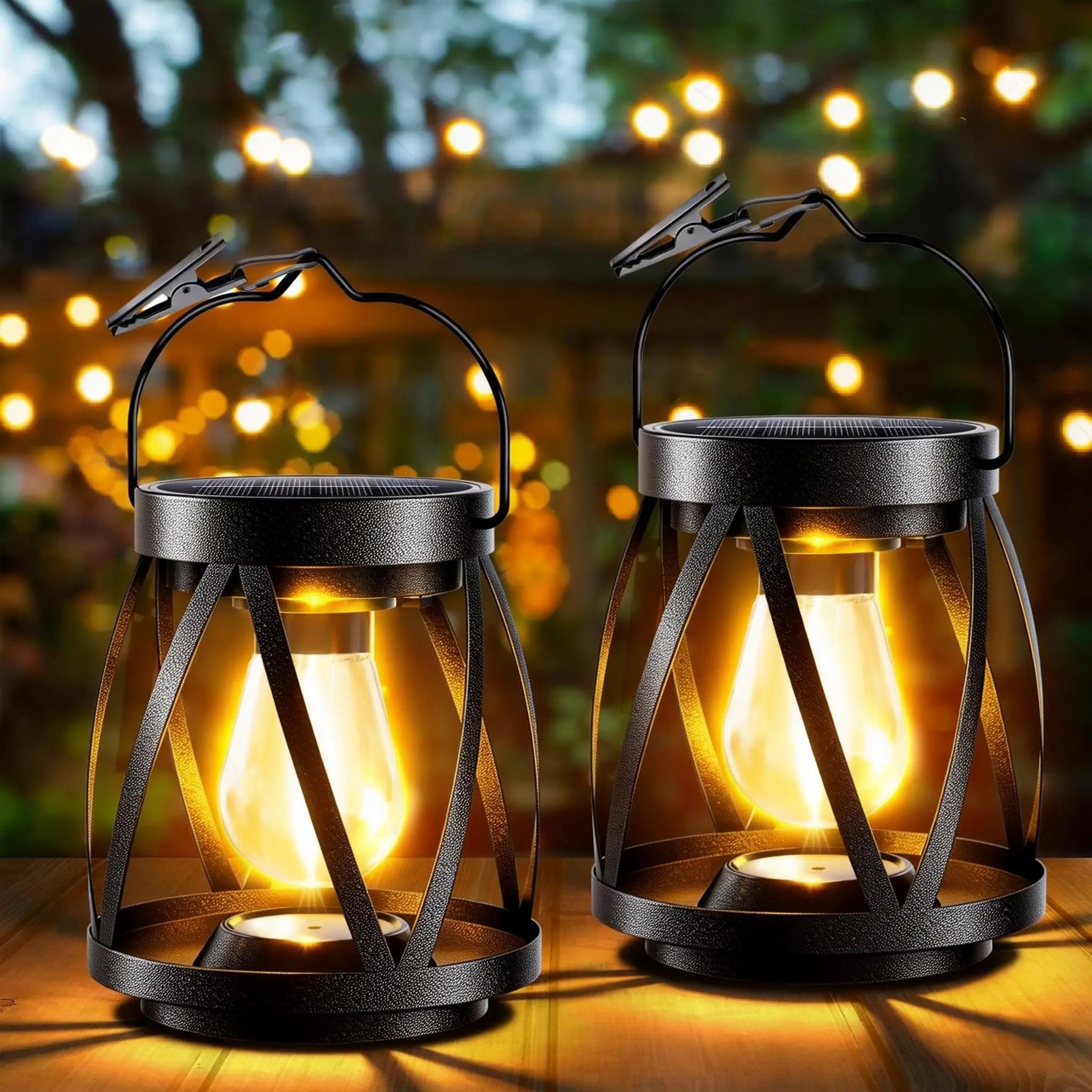 Solar Lanterns Outdoor Hanging 2 Pack, Upgraded Bright Solar Lantern Lights, Outdoor Waterproof, Solar Lanterns Shines Over 12Hrs