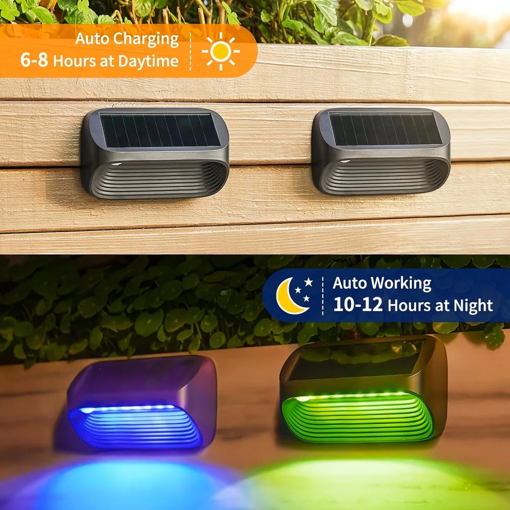 Solar Wall Lamp Solar Fence Lights with Warm White RGB Modes For Backyard Patio Deck Railing Wall Outdoor Waterproof Decor Light