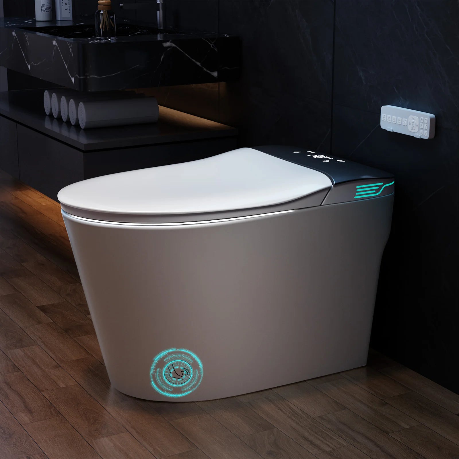 Toilet with Bidet Built In, Auto Deodorization, ADA Height 17.7", Heated Seat W/Foam Shield, Voice Control
