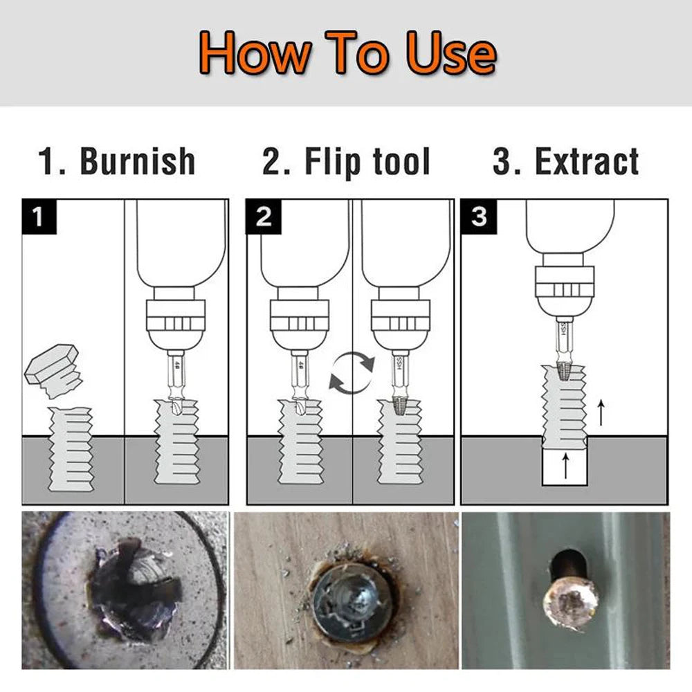 12PCS Damaged Screw Extractor Set Broken Bolt Stripped Screw Remover Drill Bit Tool Kit For Easy Bolt/Screw Removal