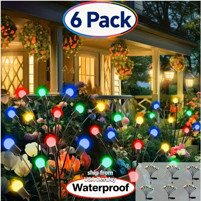 LED Solar Garden Lights Powered Firefly Lights Outdoor Waterproof Vibrant Garden Lights for Patio Pathway Decoration
