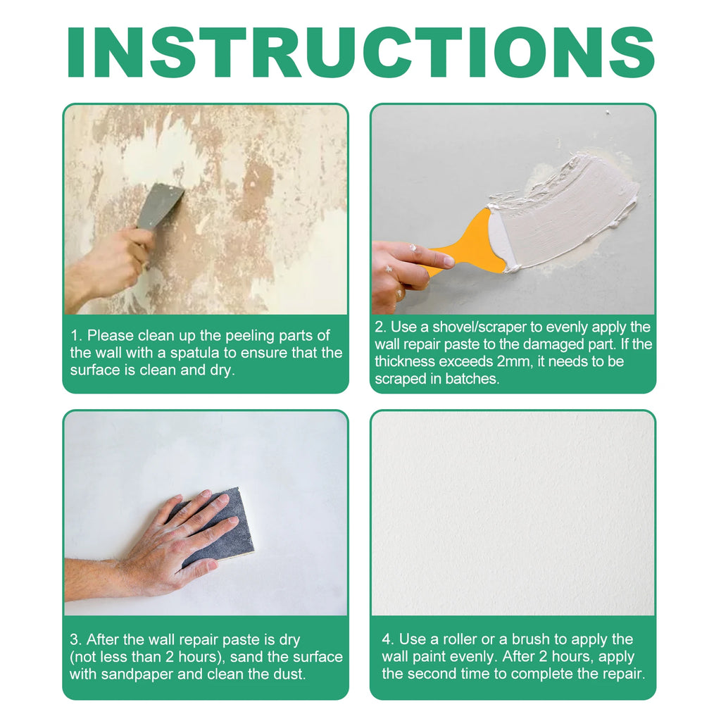 Jue-Fish Wall Repair Paste, Cover Stains And Repair Wall, Moisture Proof Cracks, Multi-Functional Repair Agent
