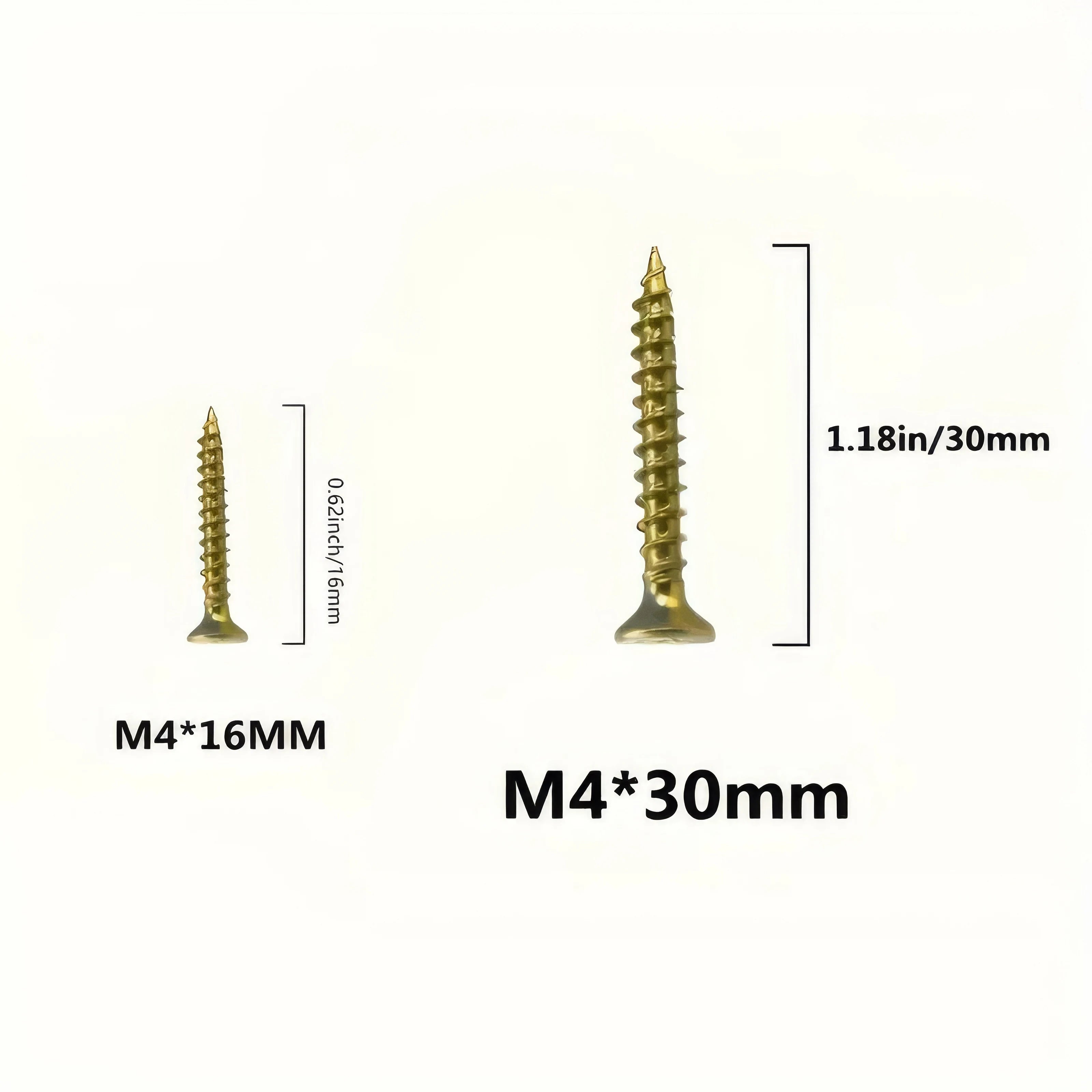 50 Golden Self Tapping Screws, Cross Counter sunk