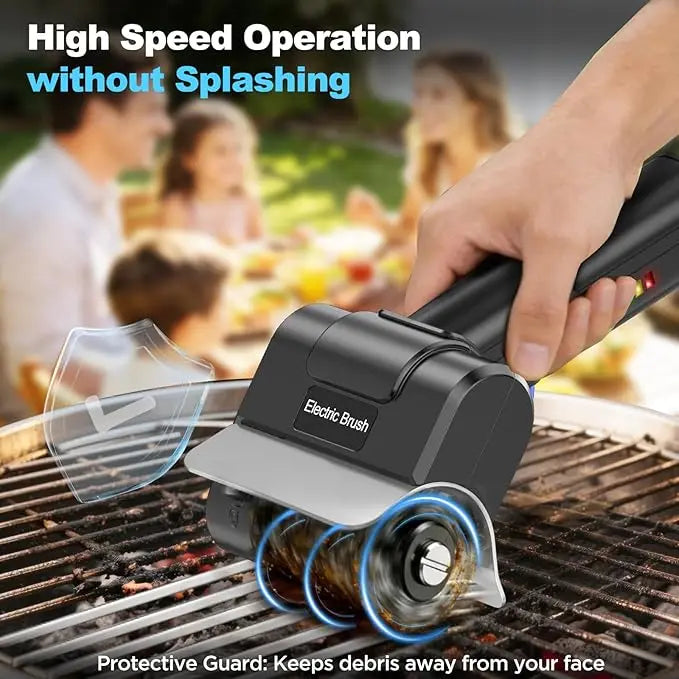 Cordless Rechargeable Electric Grill Cleaner, Powerful Rotating Scrubber for Porcelain, Cast Iron & Stainless Steel BBQ Grates