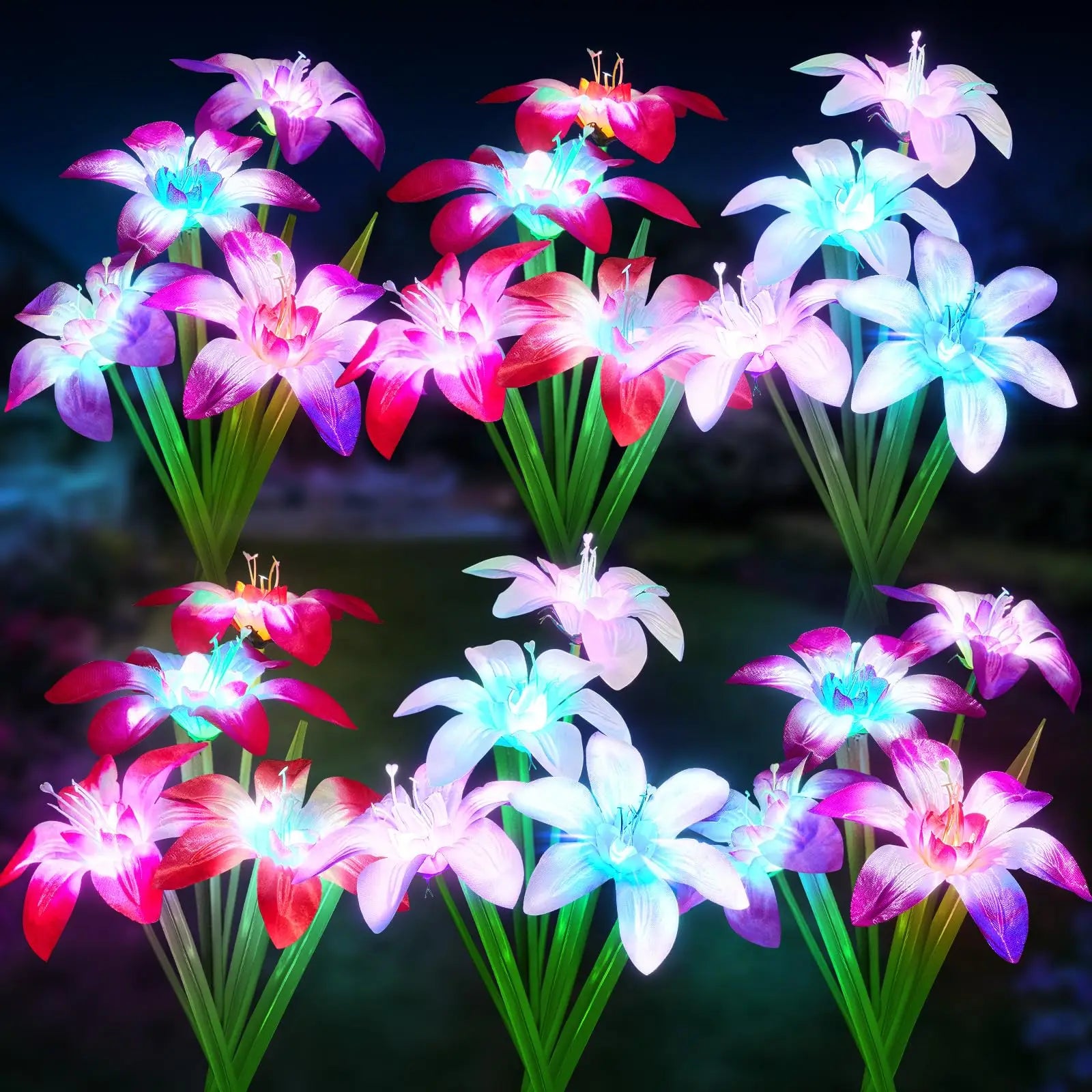 Solar Lily Flower Light, 7 Colors Changing Solar Lights, Waterproof Solar Pathway Landscape Lights, Outdoor Courtyard Garden Yard Decor