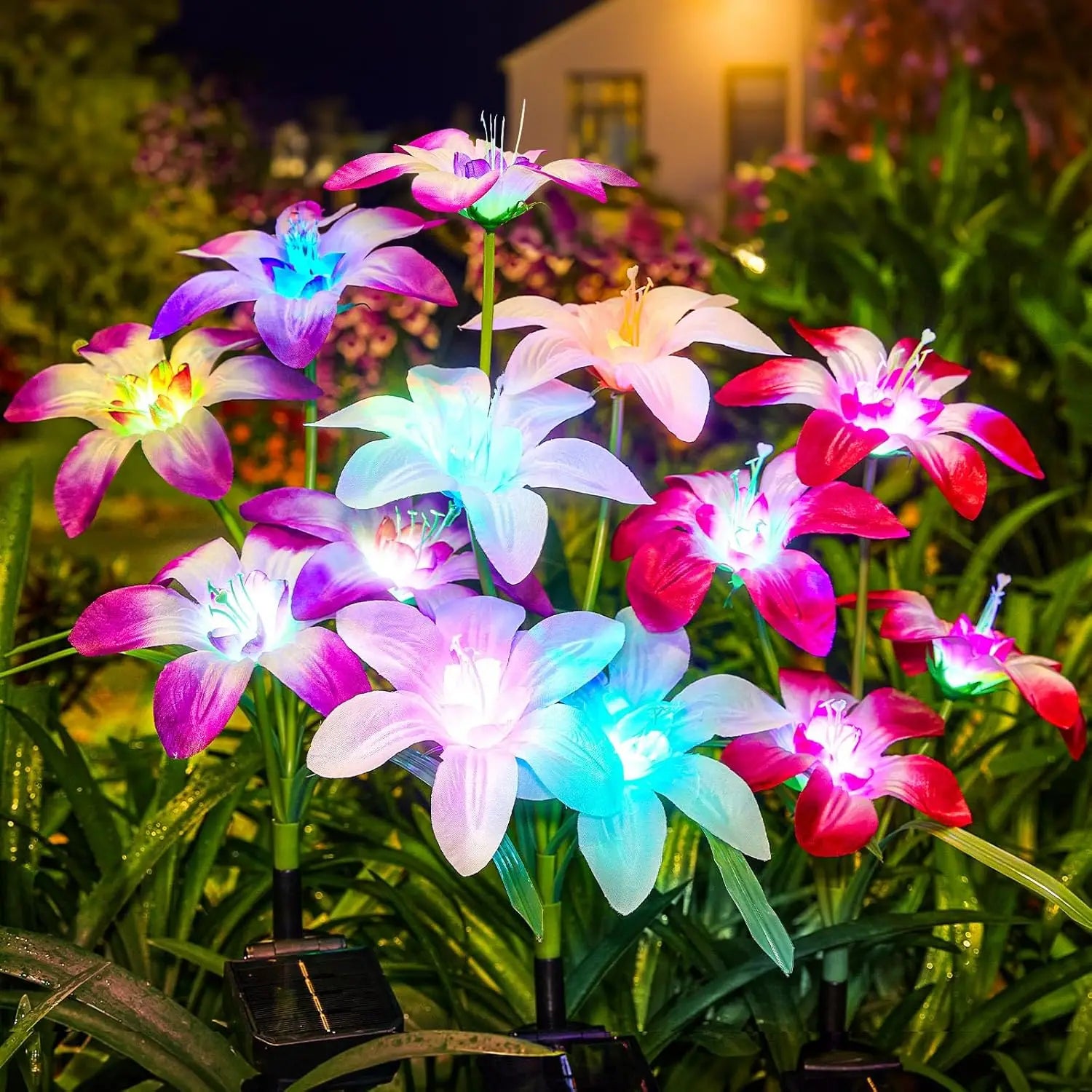Solar Lily Flower Light, 7 Colors Changing Solar Lights, Waterproof Solar Pathway Landscape Lights, Outdoor Courtyard Garden Yard Decor