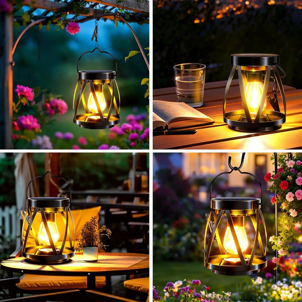 Solar Lanterns Outdoor Hanging 2 Pack, Upgraded Bright Solar Lantern Lights, Outdoor Waterproof, Solar Lanterns Shines Over 12Hrs