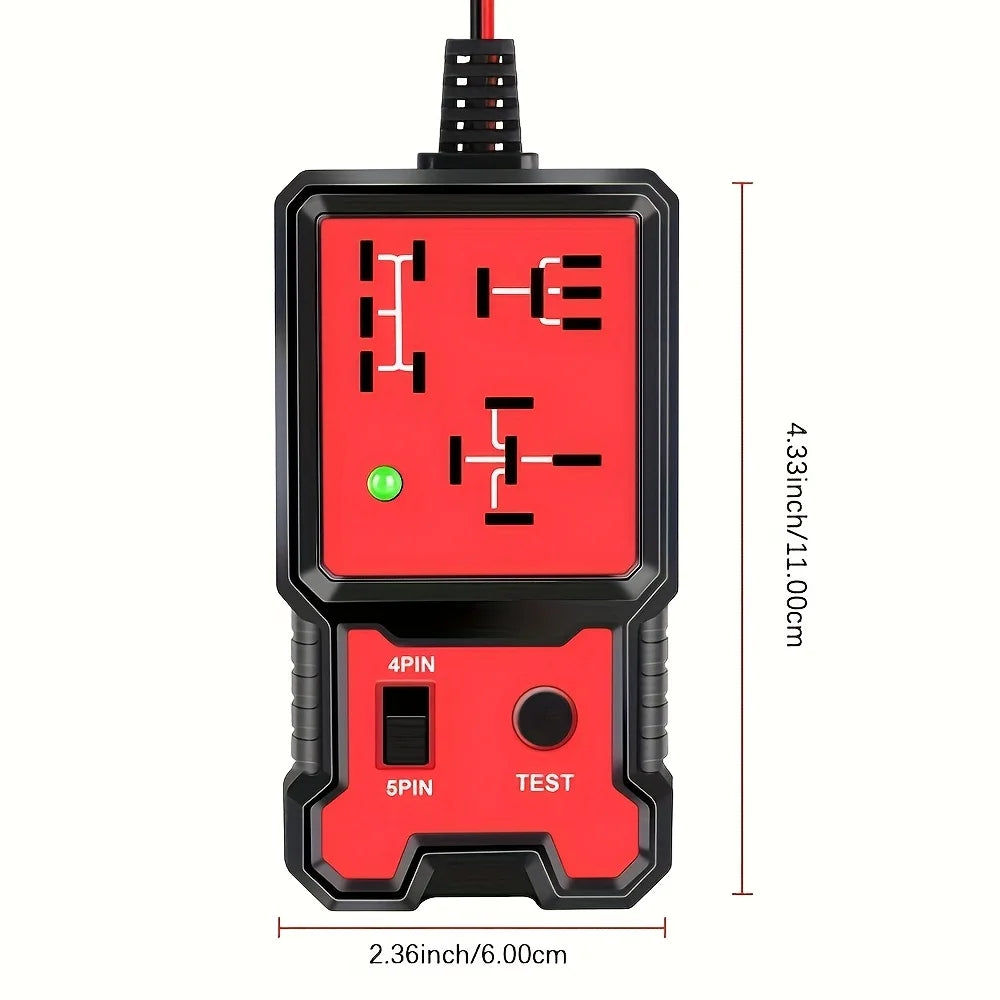 Auto Car Automotive Relay Tester For 12V Automotive 4 Pin and 5 Pin Relay Tester Automotive Universal With Battery Clamp, Handheld Relay Tester With Battery Clamp