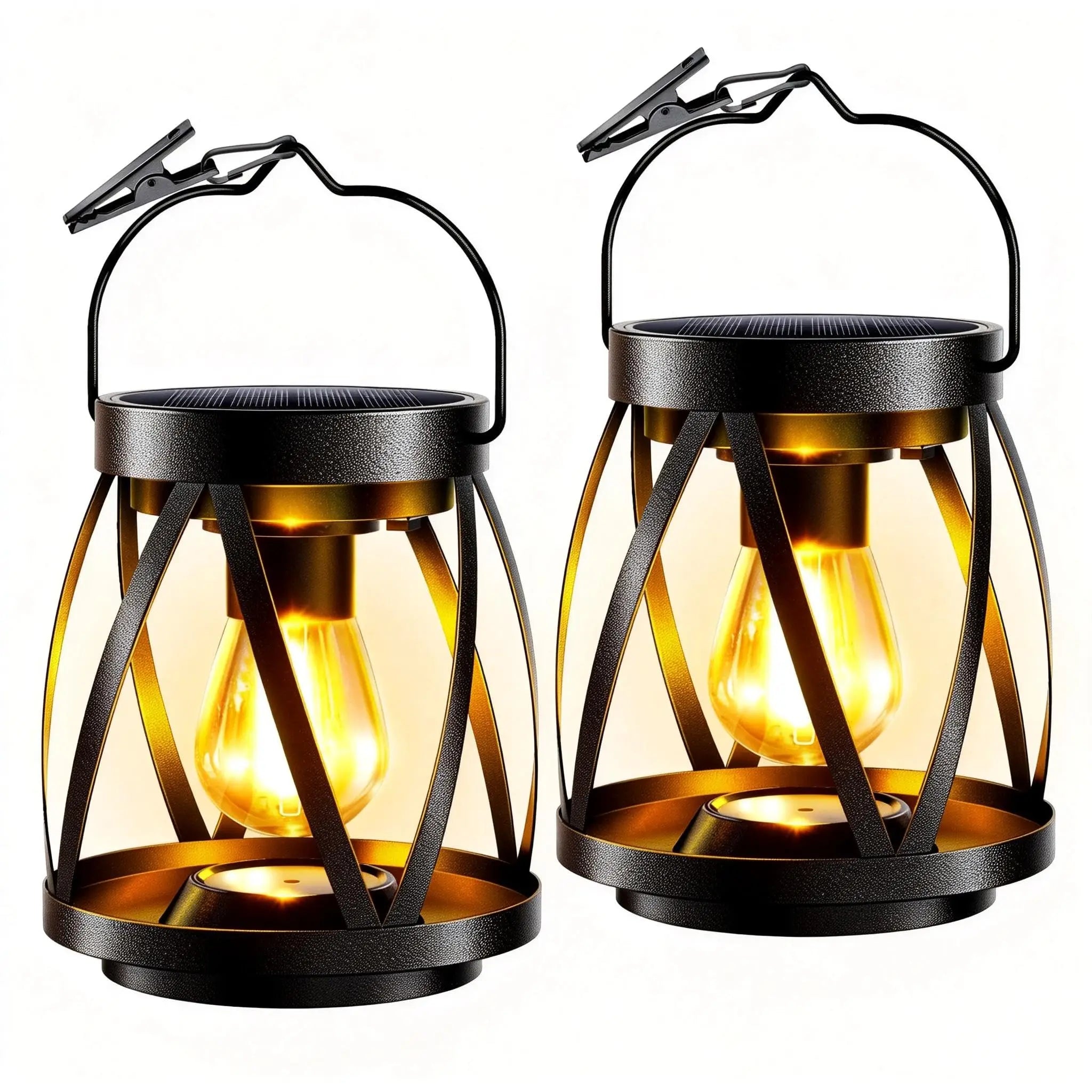 Solar Lanterns Outdoor Hanging 2 Pack, Upgraded Bright Solar Lantern Lights, Outdoor Waterproof, Solar Lanterns Shines Over 12Hrs