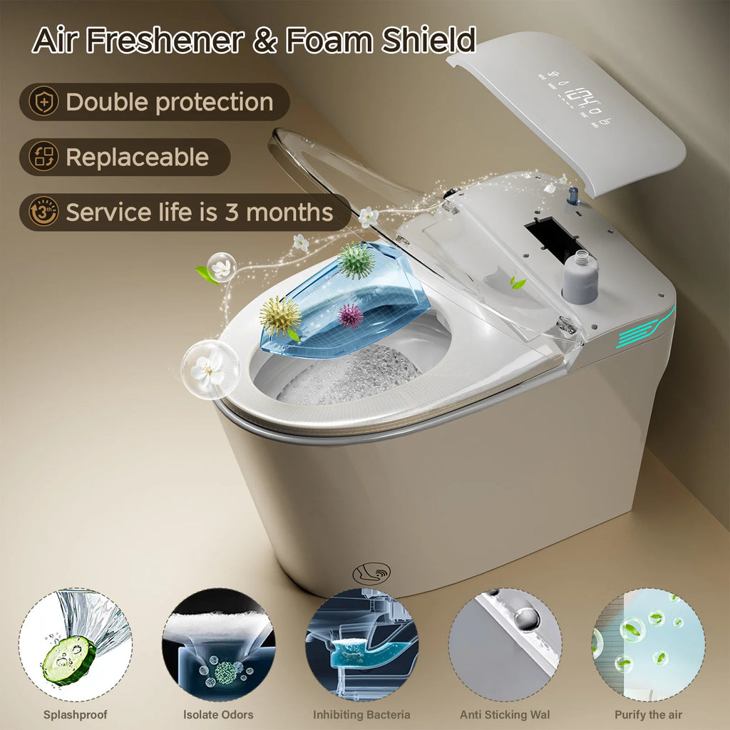 Toilet with Bidet Built In, Auto Deodorization, ADA Height 17.7", Heated Seat W/Foam Shield, Voice Control