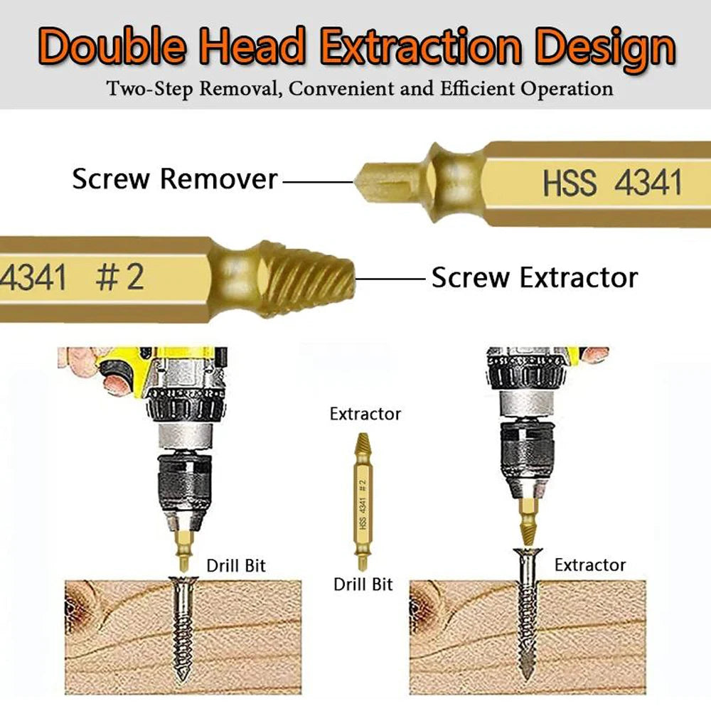 12PCS Damaged Screw Extractor Set Broken Bolt Stripped Screw Remover Drill Bit Tool Kit For Easy Bolt/Screw Removal