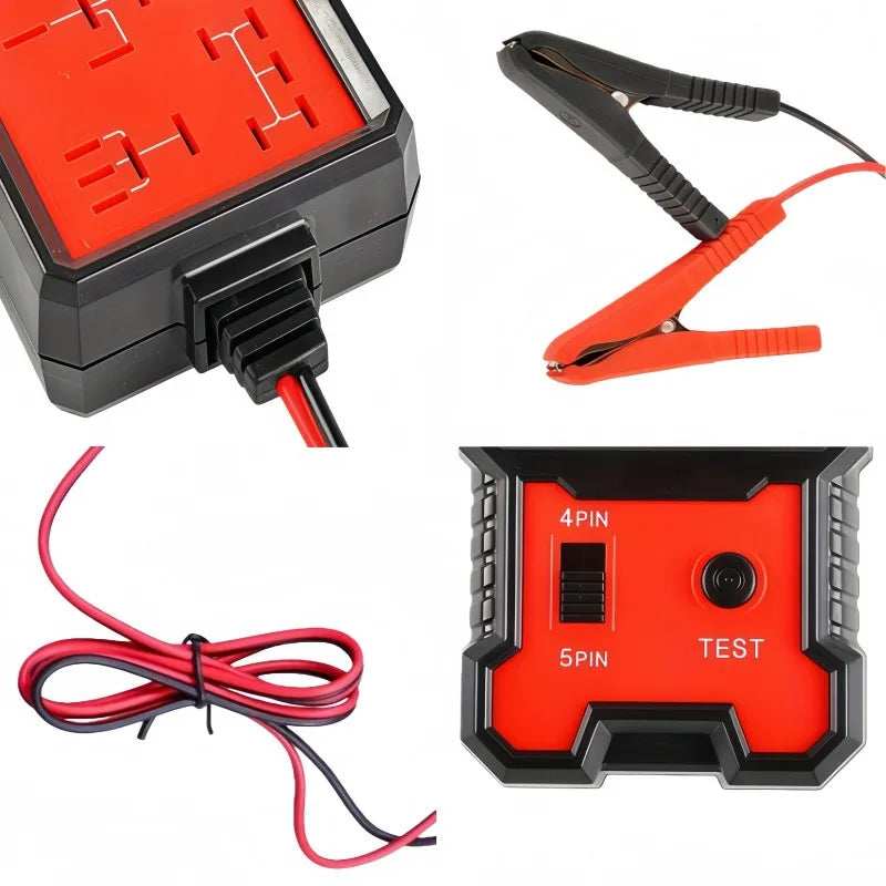 Auto Car Automotive Relay Tester For 12V Automotive 4 Pin and 5 Pin Relay Tester Automotive Universal With Battery Clamp, Handheld Relay Tester With Battery Clamp