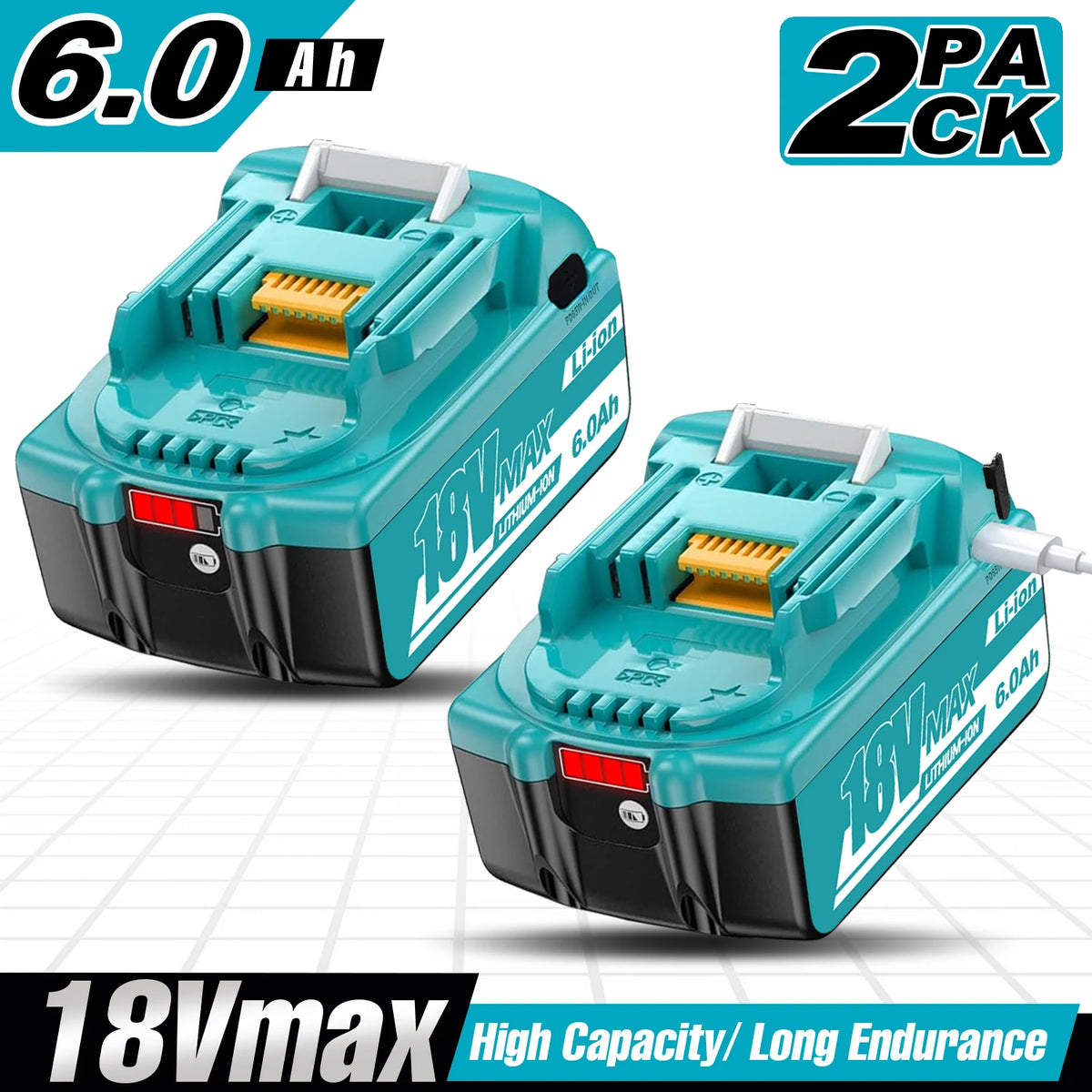 Type-C Version 18V Replacement Battery for Makita BL1860B 6.0Ah High-Capacity Cordless Power Tools Can Be Used as a Power Bank