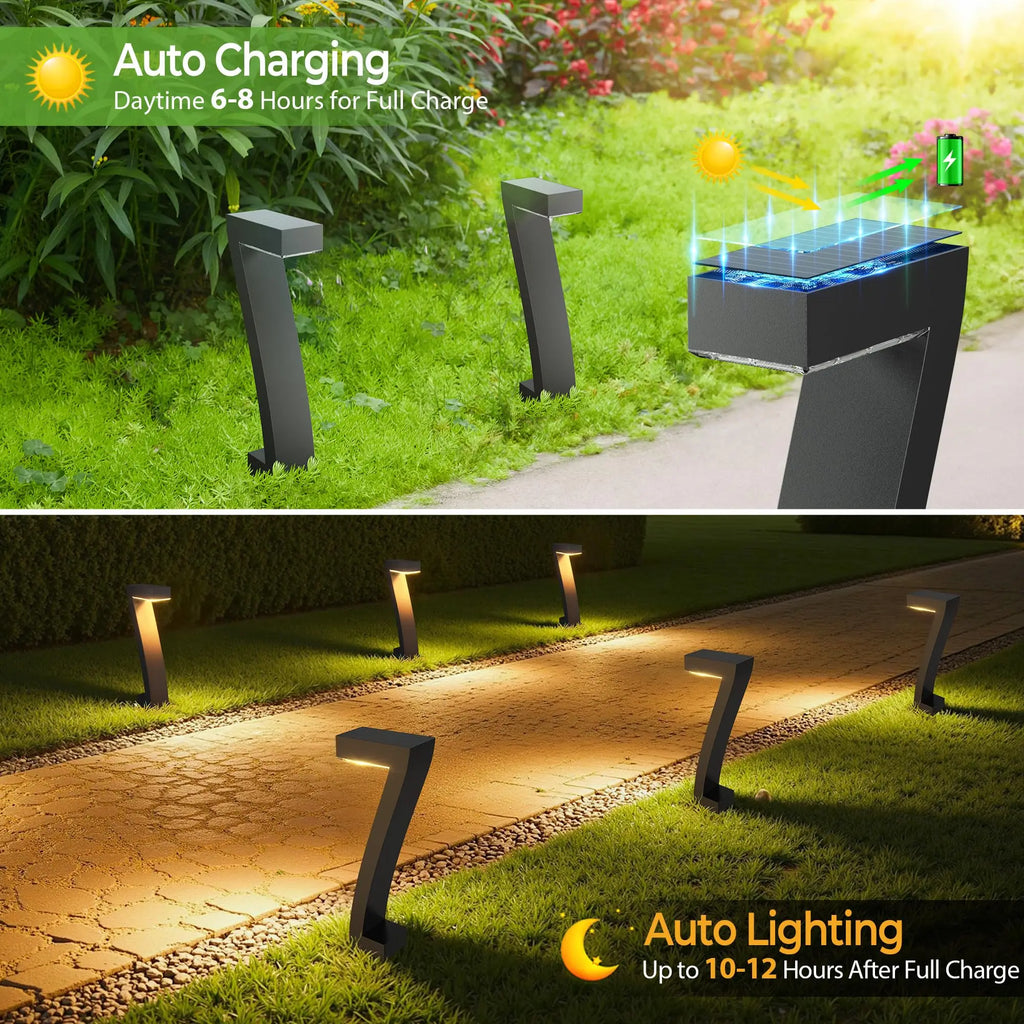 Upgraded Bright LED Solar Lights, Outdoor Pathway Lights, IP65 Waterproof Solar Garden Lights, Solar Lights for Yard/Driveway/Walkway.