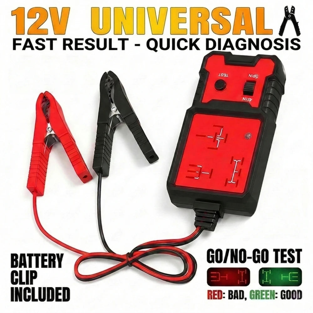 Auto Car Automotive Relay Tester For 12V Automotive 4 Pin and 5 Pin Relay Tester Automotive Universal With Battery Clamp, Handheld Relay Tester With Battery Clamp