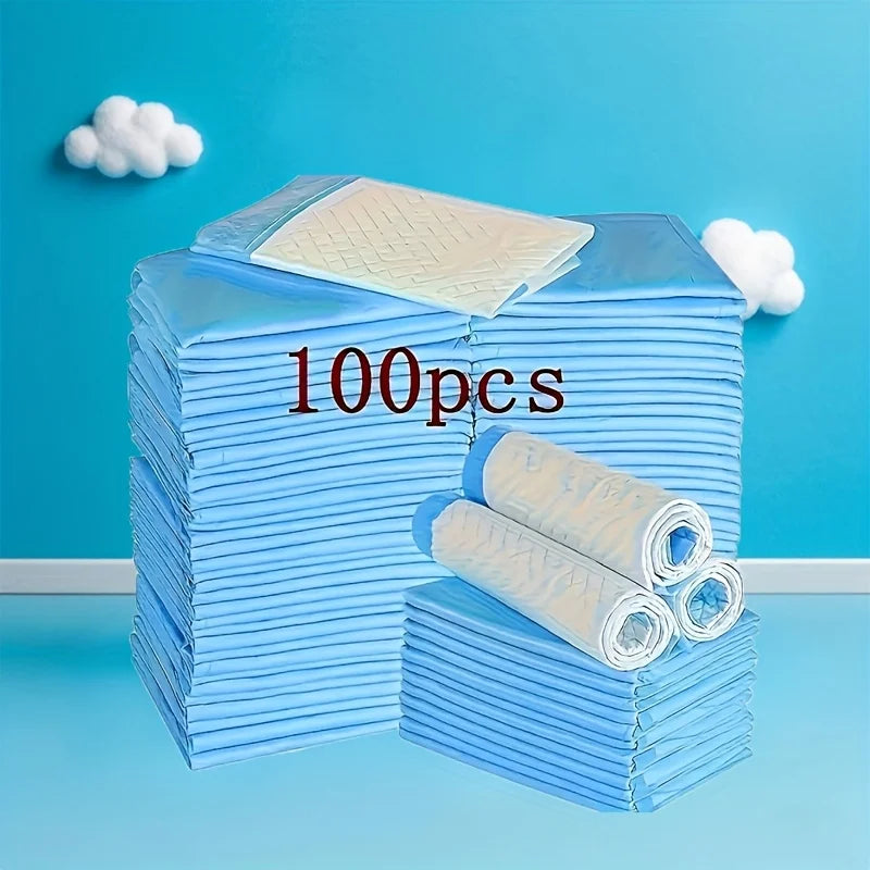 100Pcs Super Absorbent Potty Pads, Disposable Pet Urine Pads, Pads for Large Breeds Potty Training, Ideal for Dogs/Puppies/Cats During Travel