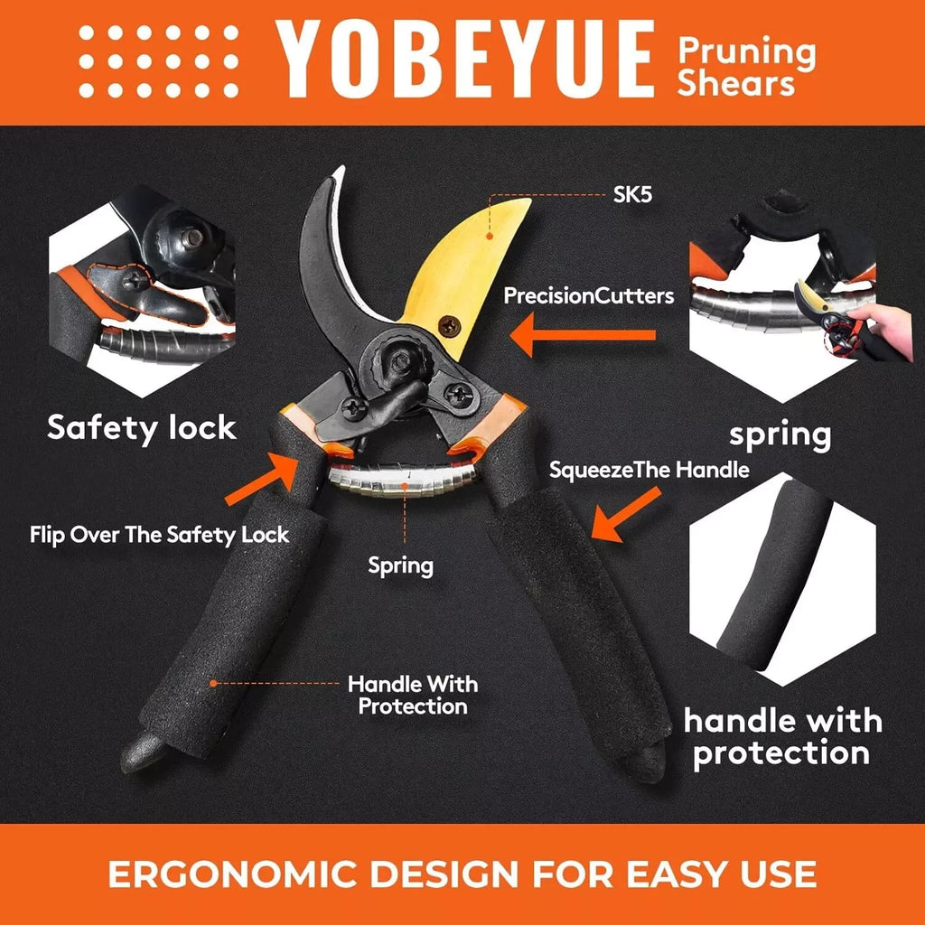 GONICC Ultra Sharp Steel Pruning Shears - Cuts 3X Easier, Weak Hand Arthritis Clippers, Rust-Resistant Titanium Coated Pruner, Effortless use.