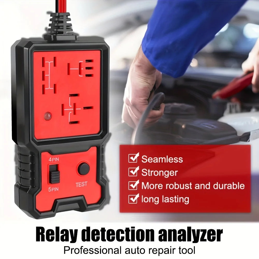 Auto Car Automotive Relay Tester For 12V Automotive 4 Pin and 5 Pin Relay Tester Automotive Universal With Battery Clamp, Handheld Relay Tester With Battery Clamp