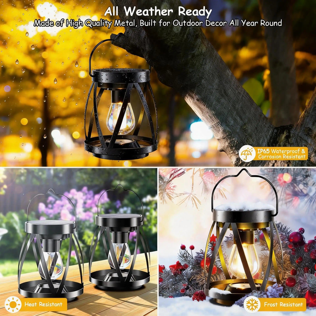 Solar Lanterns Outdoor Hanging 2 Pack, Upgraded Bright Solar Lantern Lights, Outdoor Waterproof, Solar Lanterns Shines Over 12Hrs