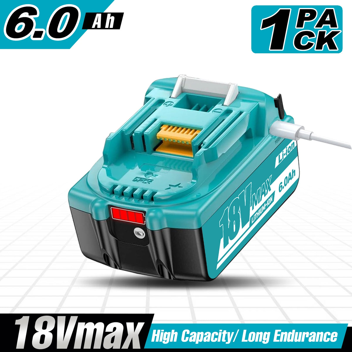 Type-C Version 18V Replacement Battery for Makita BL1860B 6.0Ah High-Capacity Cordless Power Tools Can Be Used as a Power Bank