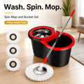 Spin Mop and Bucket Set With 4 Microfiber Mop Heads 360° Rotating Floor Cleaning Mop Stainless‑Steel Wringer Household Cleaning Tool