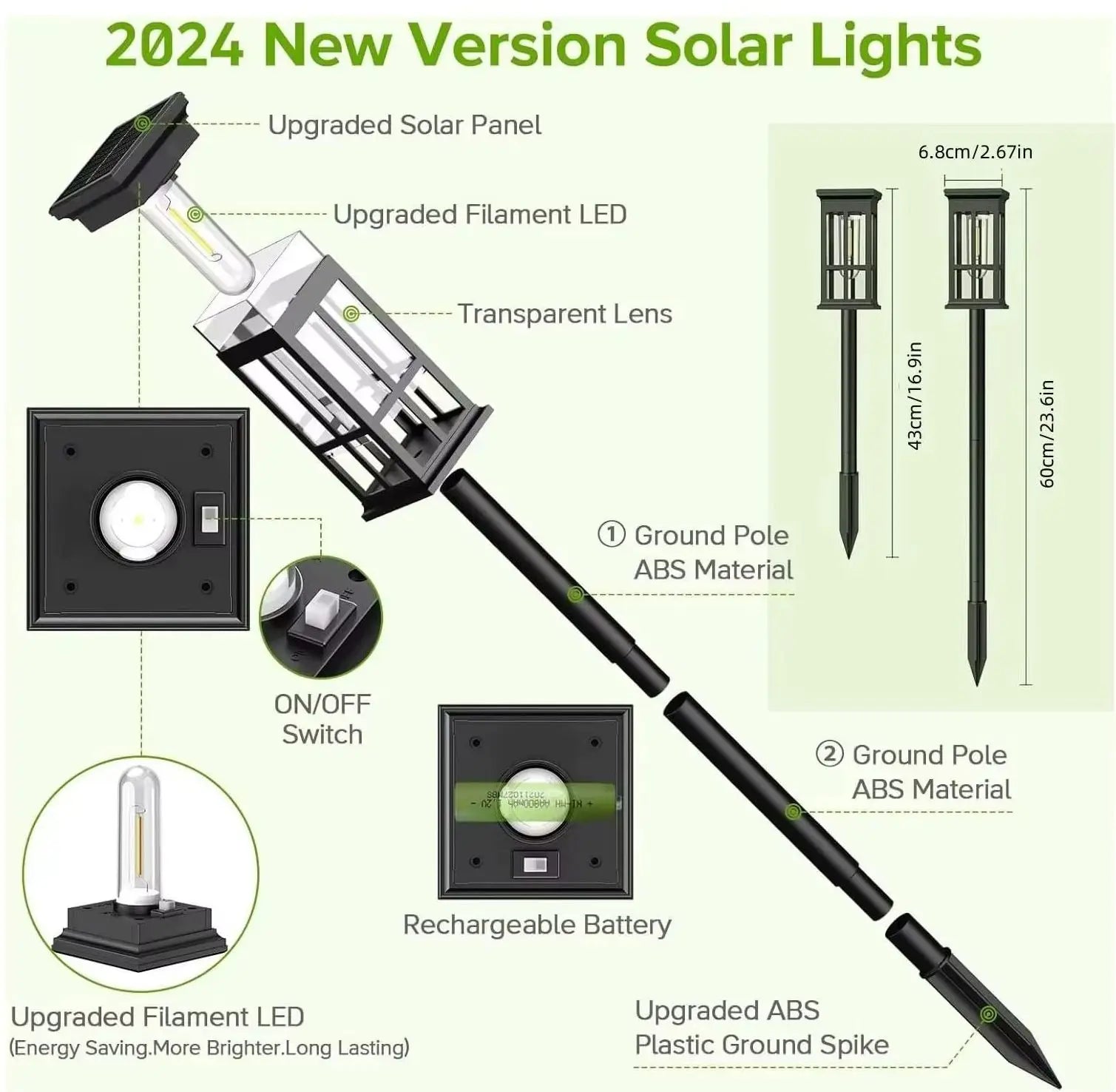 Solar Pathway Light, Outdoor Solar Lamp, Waterproof Landscape Lighting, Solar Lighting for Garden Or Yard