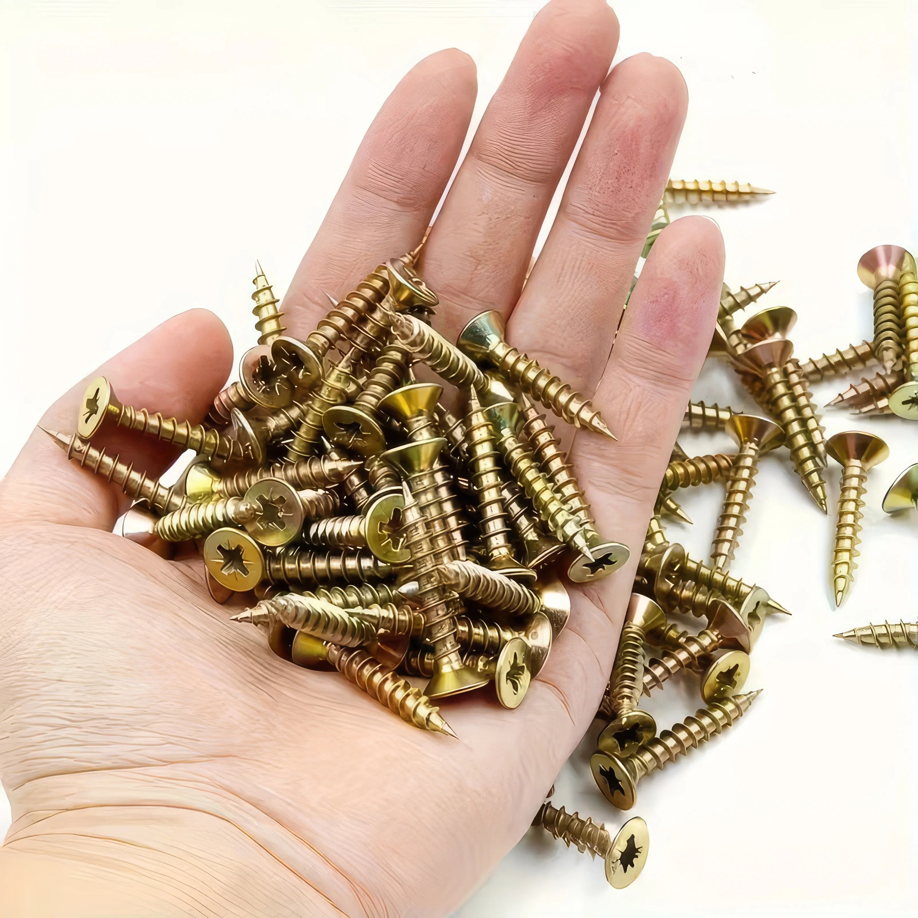 50 Golden Self Tapping Screws, Cross Counter sunk