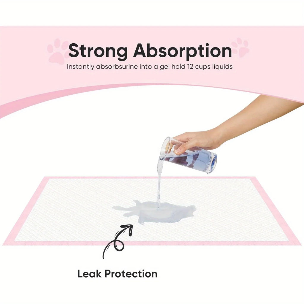 100Pcs Super Absorbent Potty Pads, Disposable Pet Urine Pads, Pads for Large Breeds Potty Training, Ideal for Dogs/Puppies/Cats During Travel