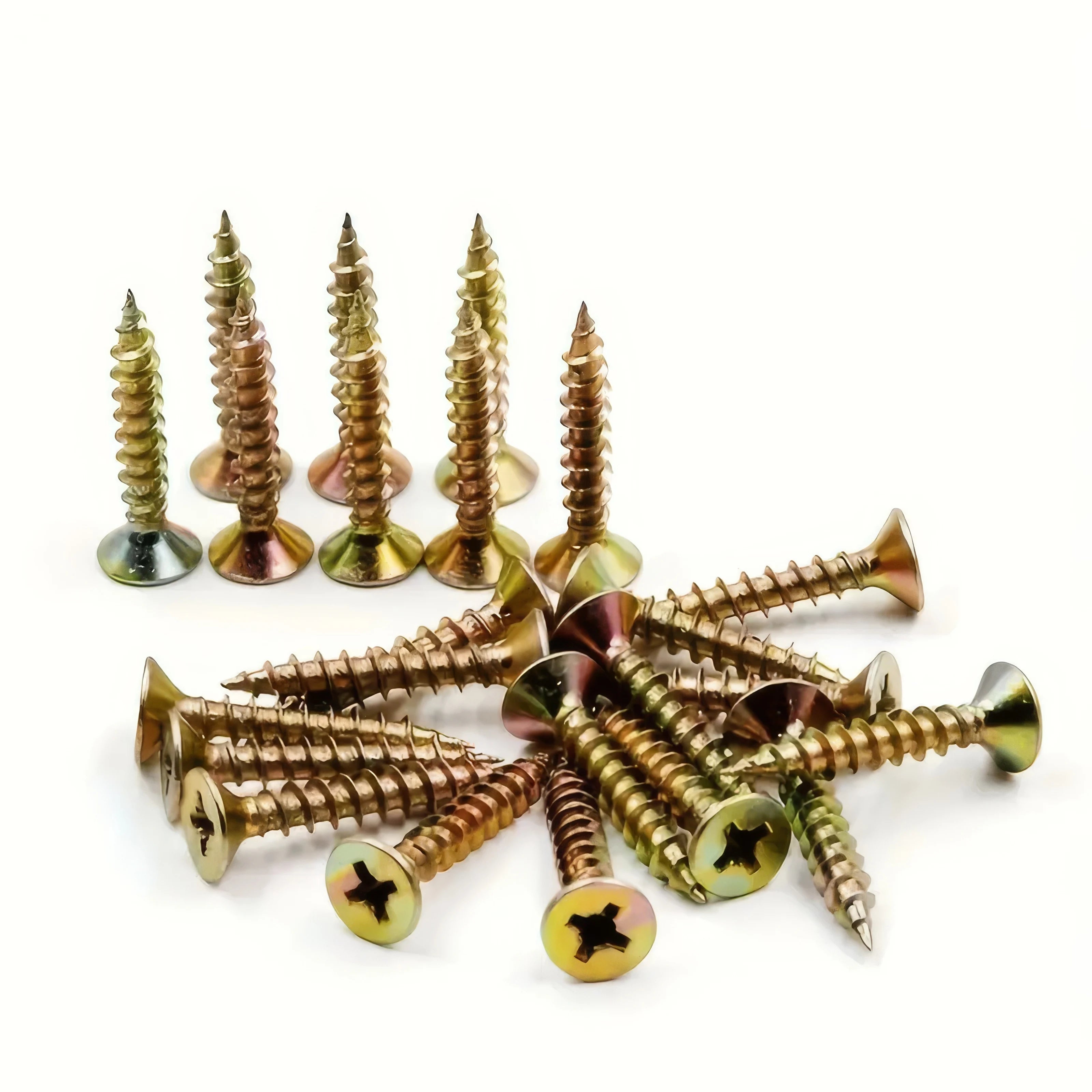 50 Golden Self Tapping Screws, Cross Counter sunk