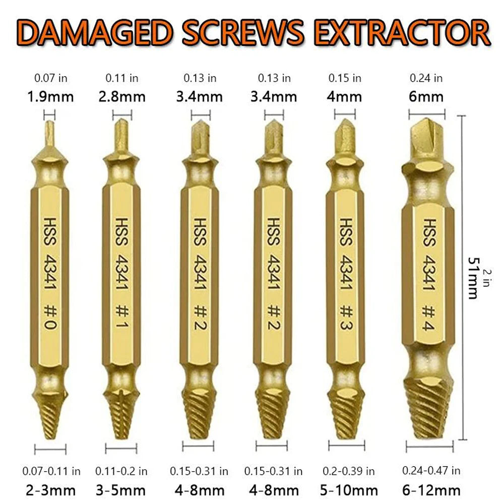 12PCS Damaged Screw Extractor Set Broken Bolt Stripped Screw Remover Drill Bit Tool Kit For Easy Bolt/Screw Removal