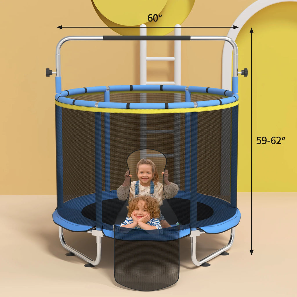 5FT Toddler Trampoline 8-in-1 Kids Mini Trampoline with Basketball Hoop Swing Hammock Indoor Outdoor Play for 1-5 Years Gift