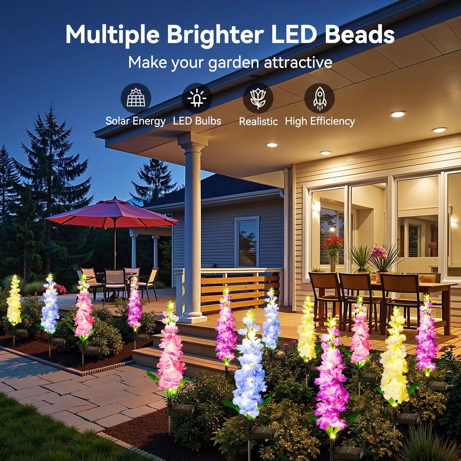 Solar Garden Lights, upgraded waterproof solar flower light, used for party garden decoration, Yard patio lawn decoration