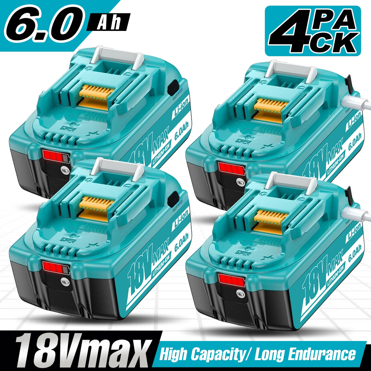 Type-C Version 18V Replacement Battery for Makita BL1860B 6.0Ah High-Capacity Cordless Power Tools Can Be Used as a Power Bank