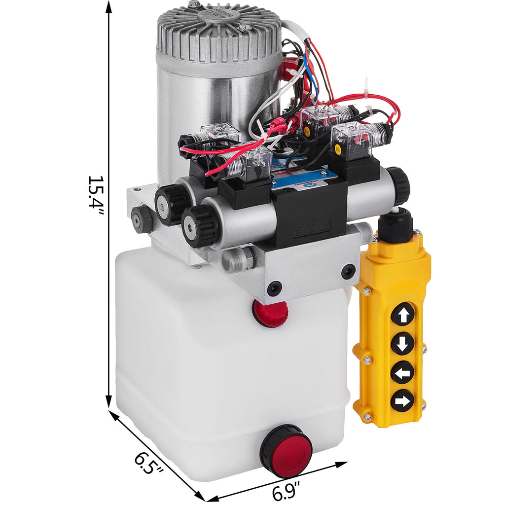 SucceBuy 12V DC Double Acting Solenoid Hydraulic Power Pack Car Jack With 4.5L Tank Reservoir Dump Trailer Electric Lifting Tool