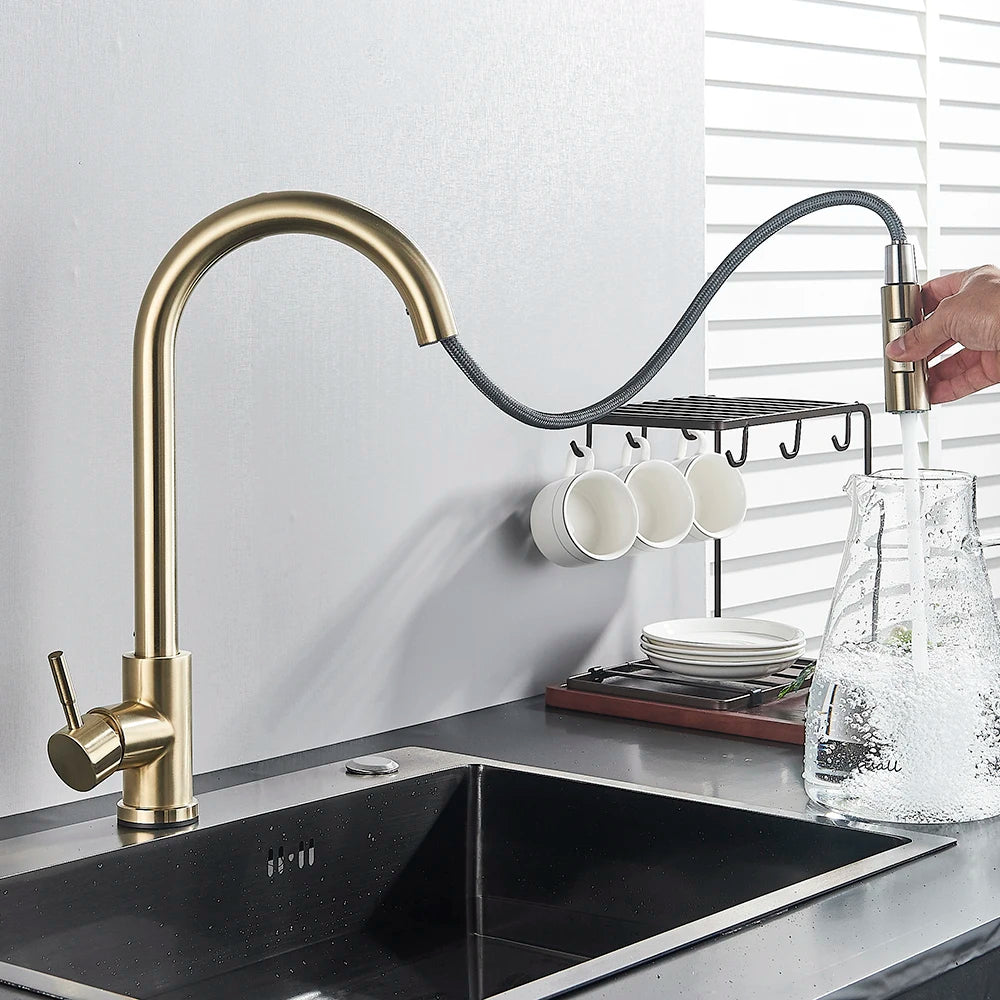 Kitchen Sink Faucet With Touch Sensor, Pull Down Sprayer, Single Handle