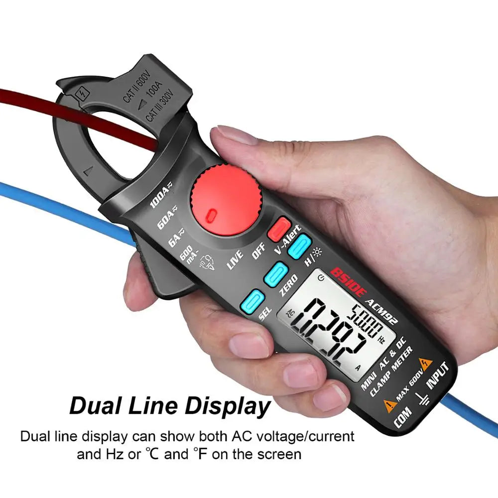 Digital Clamp Meter, Multimeter BSIDE ACM92 DC AC Current, 100A 0.1/1mA, Car repair Ammeter voltage Ohm Hz NCV Continuity Tester