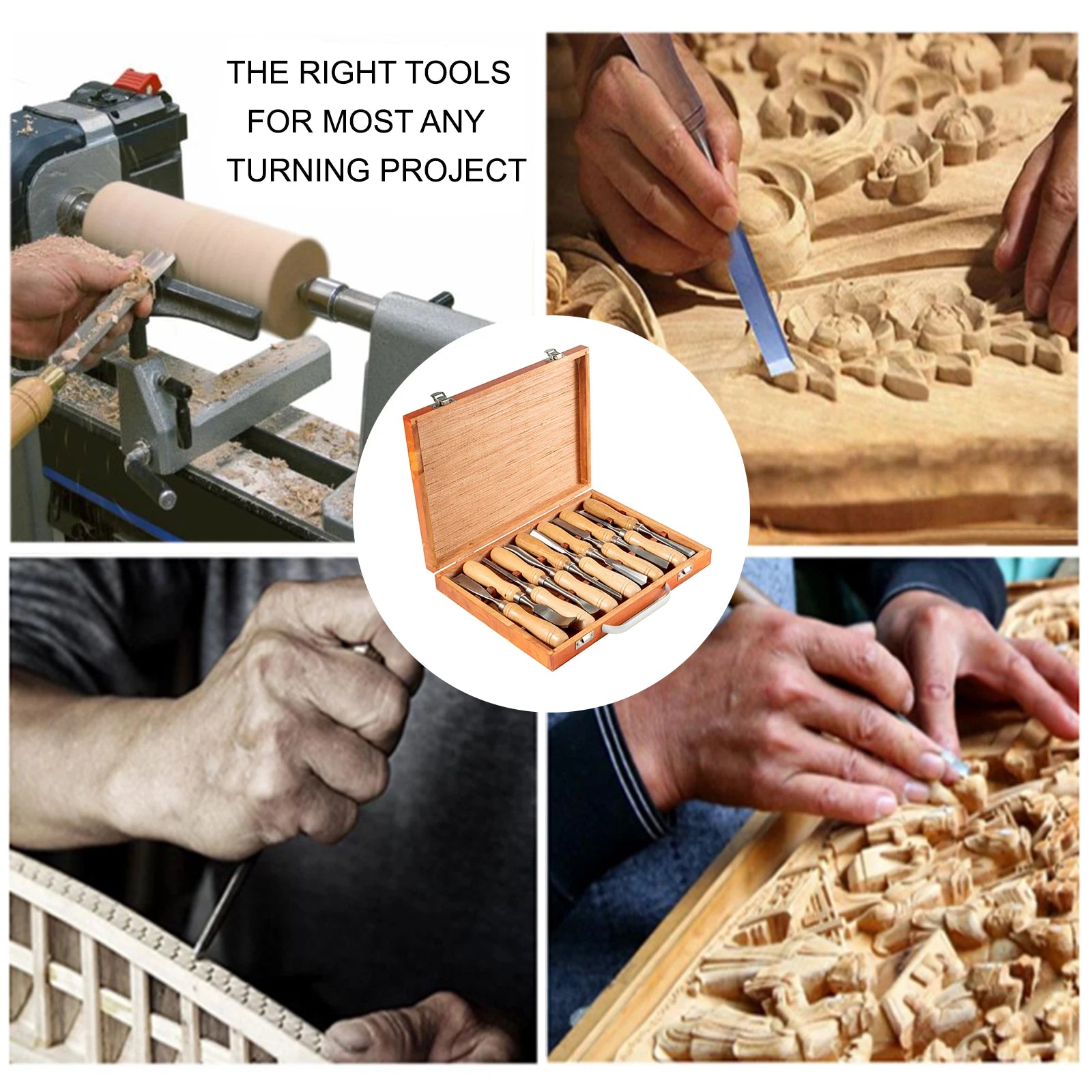 SucceBuy 12PCS Wood Carving Hand Chisel Set, Lathe Knife DIY Turning, Woodworking Professional Gouges, Woodcraft Carpentry Tools