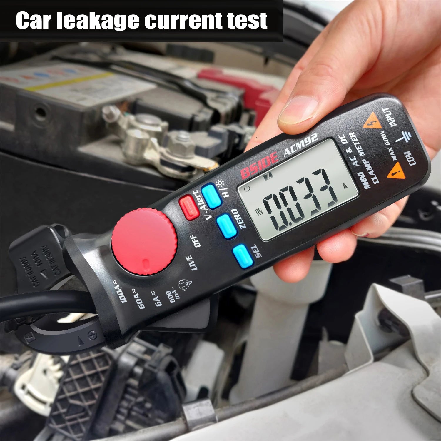 Digital Clamp Meter, Multimeter BSIDE ACM92 DC AC Current, 100A 0.1/1mA, Car repair Ammeter voltage Ohm Hz NCV Continuity Tester