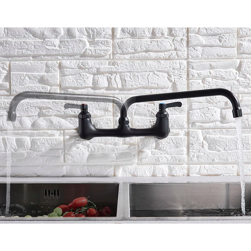 Kitchen Faucet, Wall Mount, Swing Spigot. Black Or Polished Chrome