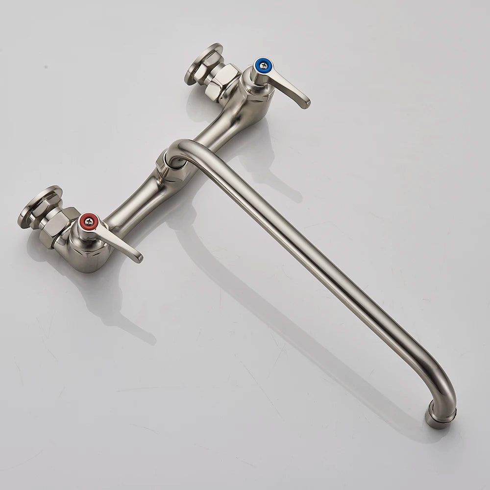 Kitchen Faucet, Wall Mount, Swing Spigot. Black Or Polished Chrome