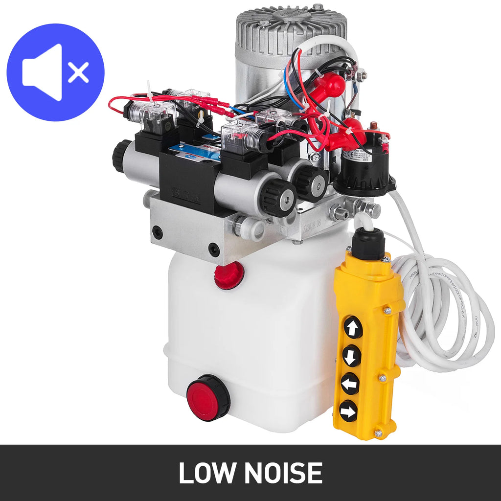 SucceBuy 12V DC Double Acting Solenoid Hydraulic Power Pack Car Jack With 4.5L Tank Reservoir Dump Trailer Electric Lifting Tool