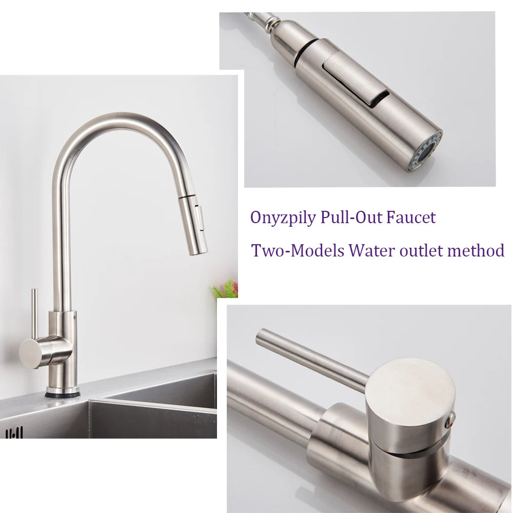 Kitchen Sink Faucet With Touch Sensor, Pull Down Sprayer, Single Handle
