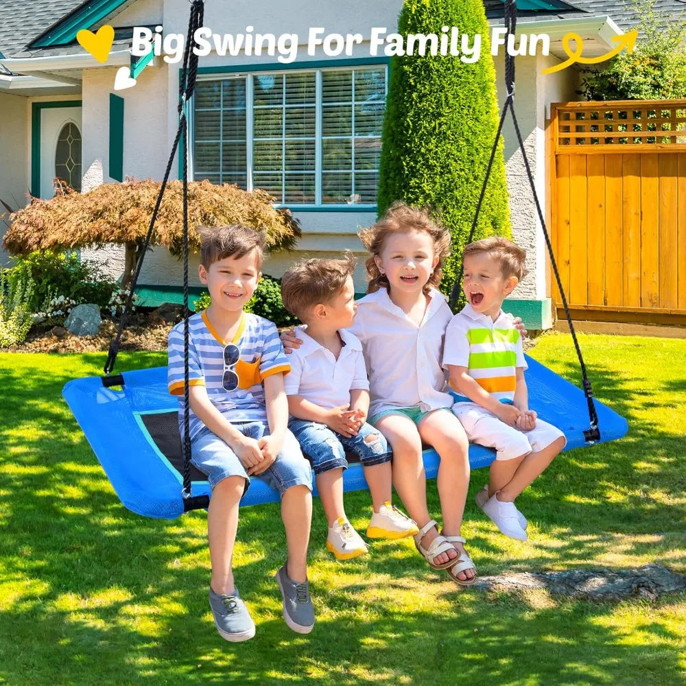 60" Heavy Duty Platform Tree Swing for Kids & Adults, 700lbs Capacity, UV-Proof Textilene, Adjustable Ropes & Hanging Straps