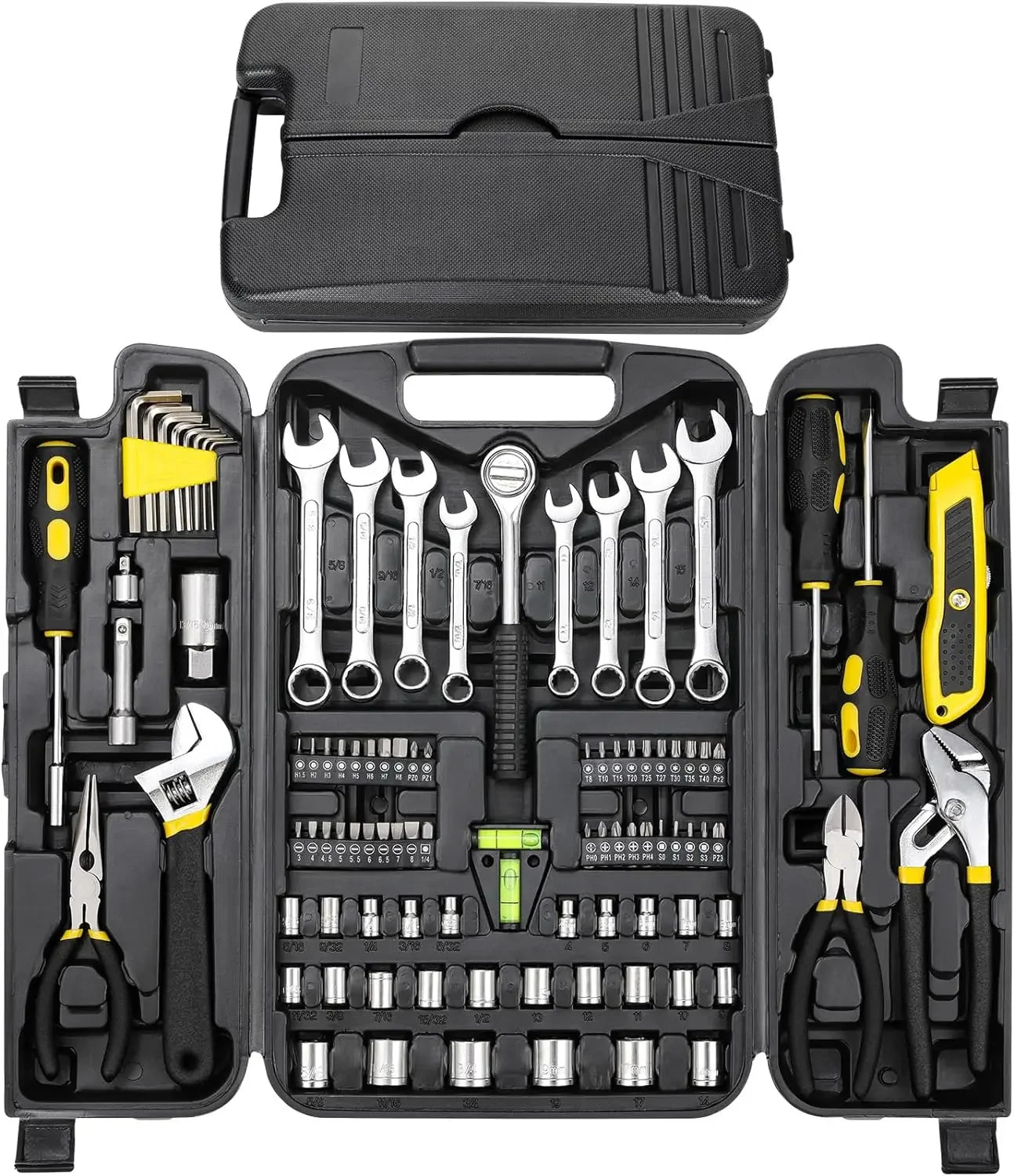Home Tool Kit Tool Set 95 Pieces Household Hand Tool Kit Auto Repair Tools w/ Portable Toolbox for Homeowner, Diyer, Handyman